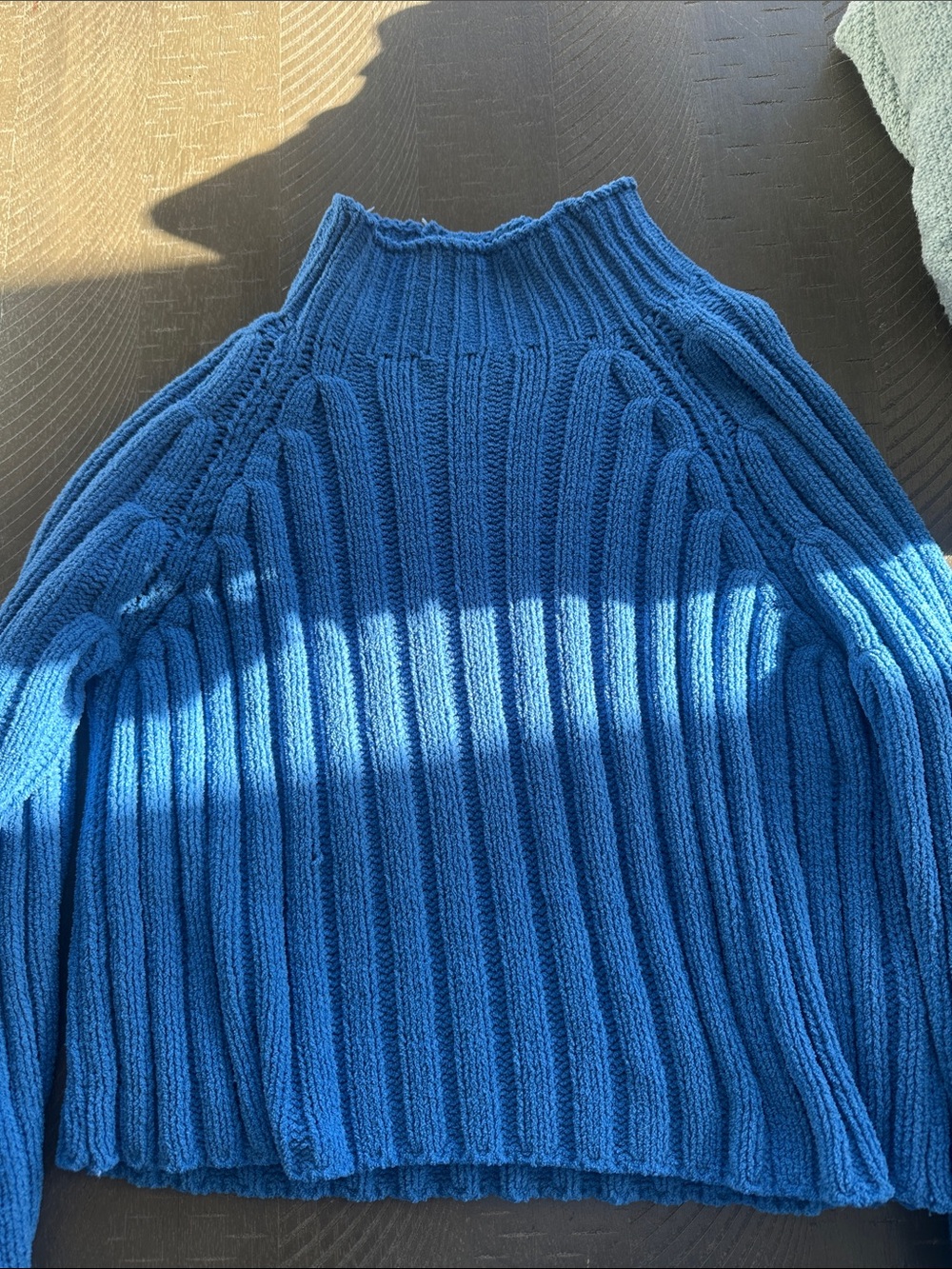 American Eagle Outfitters Blue Ribbed Mock Turtleneck Sweater